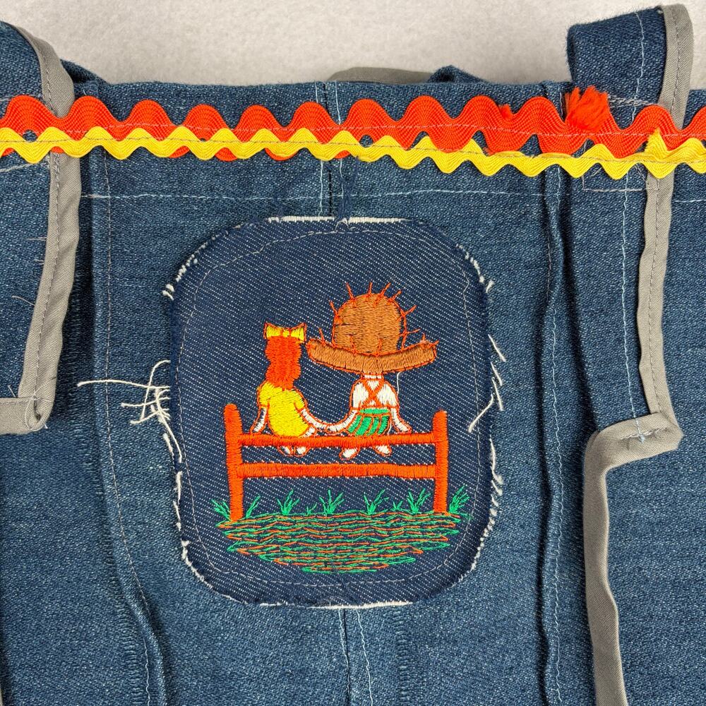 2000s Handmade Patchwork Denim Tote Bag Cottagecore Autumn Whimsy Thanksgiving - Picture 9 of 13